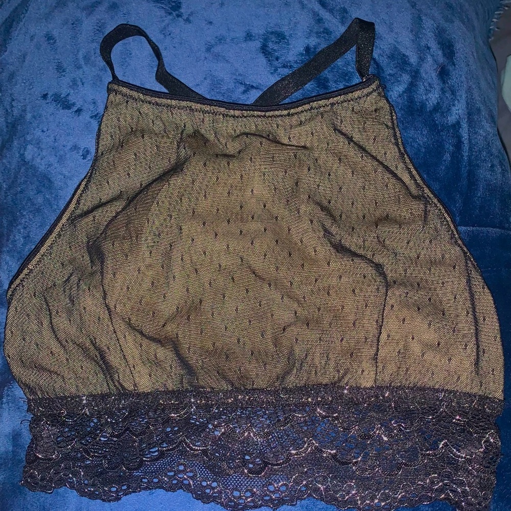 Urban outfitters xs black and mesh high-neck bralette